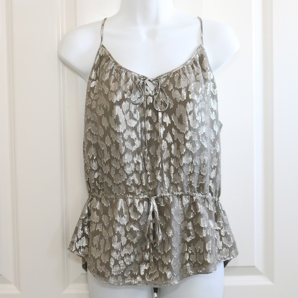 Rebecca Taylor Silk Tank Blouse Metallic Size 2 - Picture 1 of 7